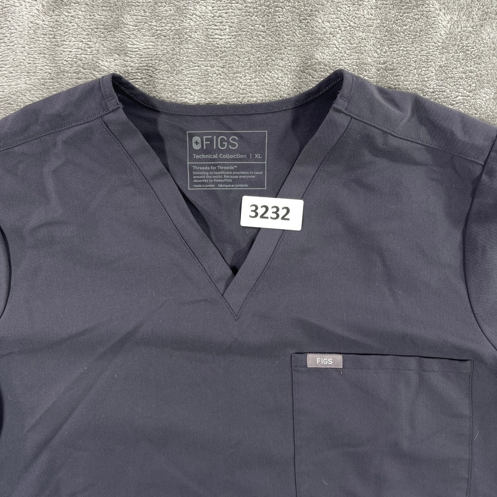 FIGS Scrub Top Women XL Charcoal Grey Technical Collection V-Neck 1000211